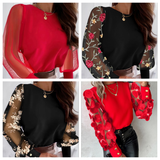 Elise - Chic Mesh Sleeve Glam Top