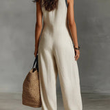 Stylish Sleeveless Jumpsuit featuring Stand-Up Collar and Zipper Detail