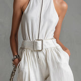 Stylish Sleeveless Wide-Leg Jumpsuit with Belt