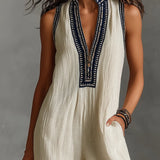 Stylish Sleeveless Jumpsuit featuring Stand-Up Collar and Zipper Detail