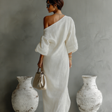 Arielle - Linen Off-Shoulder Dress