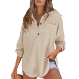 KATHRYN™ – Lightweight Casual Button V-Neck Tunic Blouse