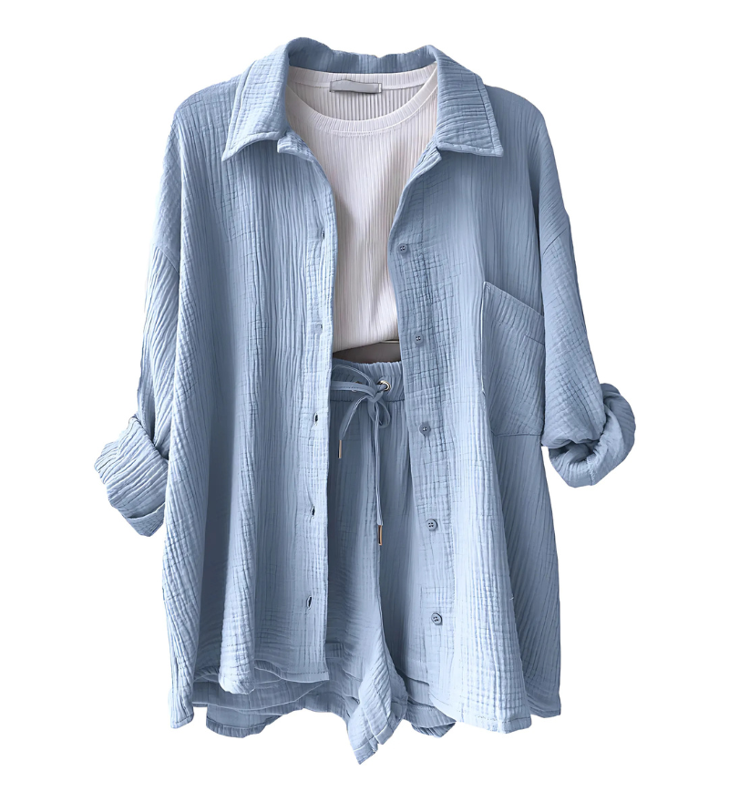 VERA™ – Contemporary Button-Up Shorts Ensemble