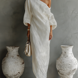 Arielle - Linen Off-Shoulder Dress
