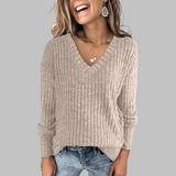 DERI™ - Cozy V-Neck Long Sleeve Tee
