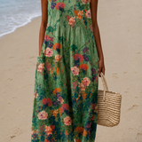 Savannah - Women's Sleeveless Midi Dress with Print for Casual Wear
