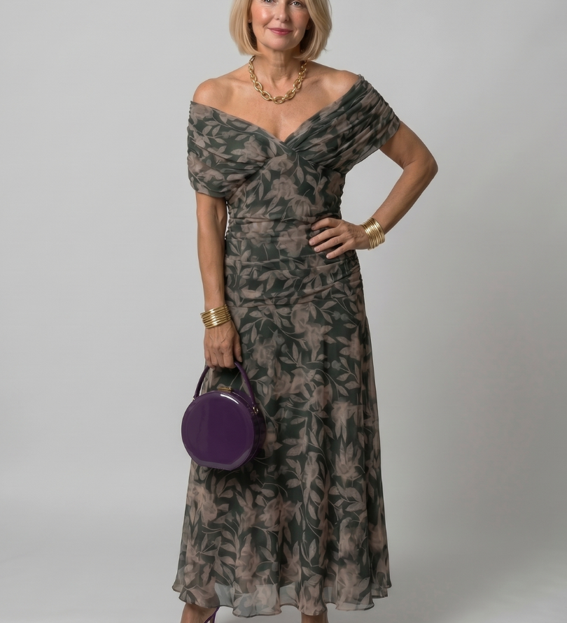 Maroubra - Elegant Flowing Dress with Unique Neckline Design