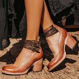 Elsa | Retro Leather Strap Heeled Sandals