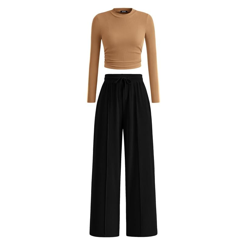 MIRELAT - Ribbed Knit Long Sleeve Cropped Top