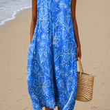 Elise - Women's Loose-Fit Sleeveless Printed Midi Dress for Beach Wear