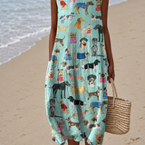Lily - Women's Casual Midi Dress with Sleeveless Print Design