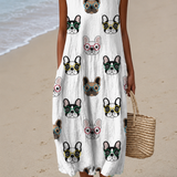 Brooklyn - Women's Sleeveless Printed Midi Dress for Casual Wear