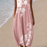 Elizabeth - Women's Midi Dress with Sleeveless Relaxed Fit