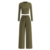 MIRELAT - Ribbed Knit Long Sleeve Cropped Top
