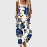 Madison – Royal Blue Floral Overalls