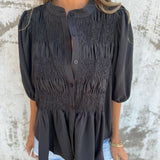 Eliza - Pleated Button-Down Blouse
