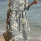 Ashley | Midi Dress with Botanical Print