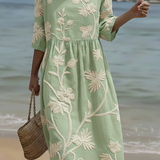 Gwen | Midi Dress with Plant and Flower Print