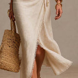 Antonia - Midi Dress with Lace Trim and Wrap Design