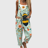 Clara – Floral Bee Print Overalls