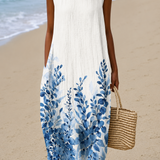 Lucy - Women's Casual Midi Dress with Sleeveless Print Design
