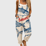 Tahlia – Soft Sea Blue Overall with Sardine Print