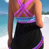 Elouera Beach - Striped Lace-Up Swimsuit