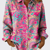 Joanna - Floral Print Button-Up Shirt