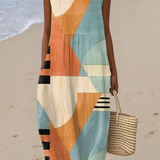 Geometric Midi Dress in Iris