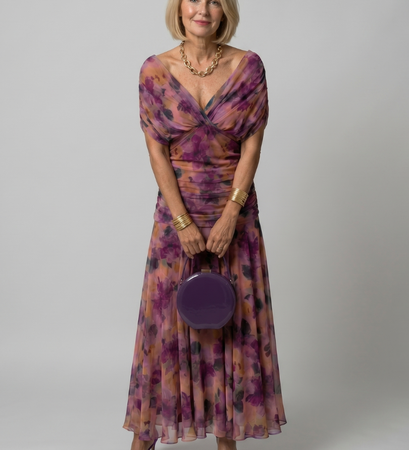 Maroubra - Elegant Flowing Dress with Unique Neckline Design