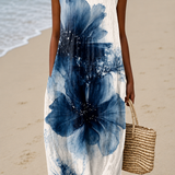 Abigail - Women's Casual Midi Dress with Sleeveless Print Design