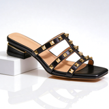 Oriana - Square-Toe Studded Leather Mules