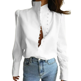 Roxie - Sophisticated Long Sleeve Stand Collar Blouse
