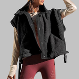 RAYT - Cozy Sleeveless Fleece Button-Up