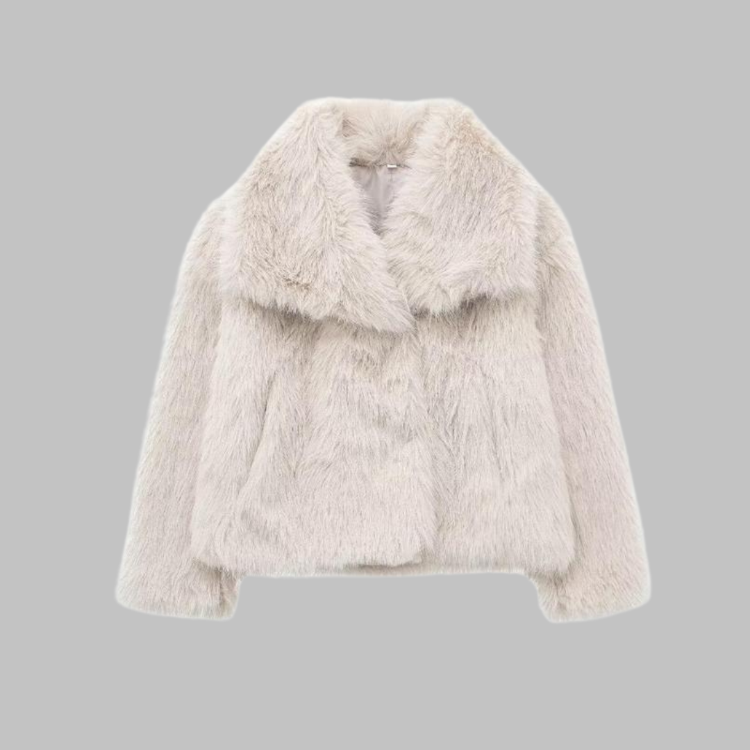 NESRIN™ - Elegant Long Sleeve Collared Fuzzy Jacket