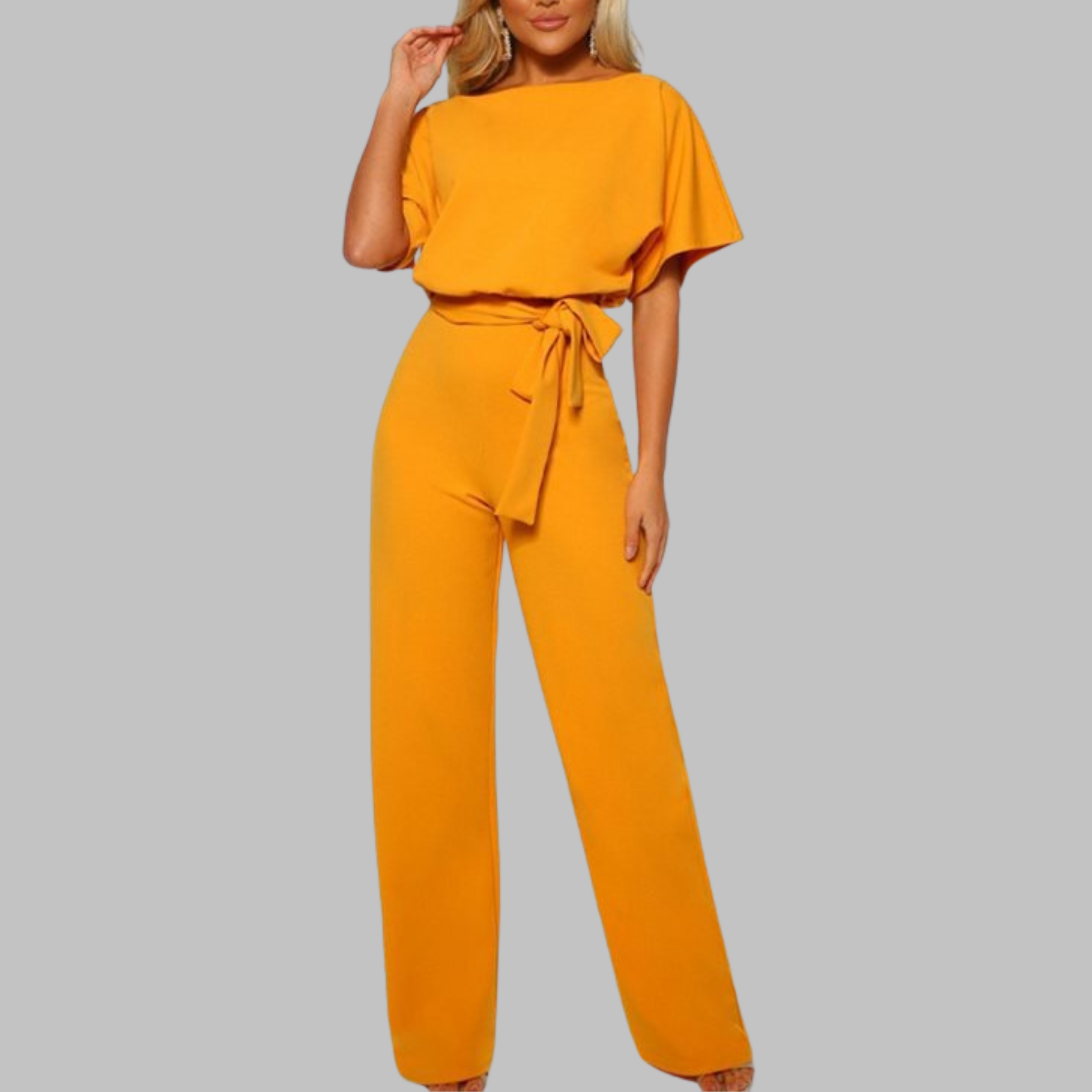 WANNON™ - Relaxed Tie-Front Batwing Sleeve Jumpsuit