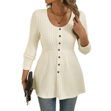 Dolly - Sleek Round Neck Long Sleeve Blouse