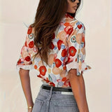 Ava - Colorful Floral Long-Sleeve Blouse