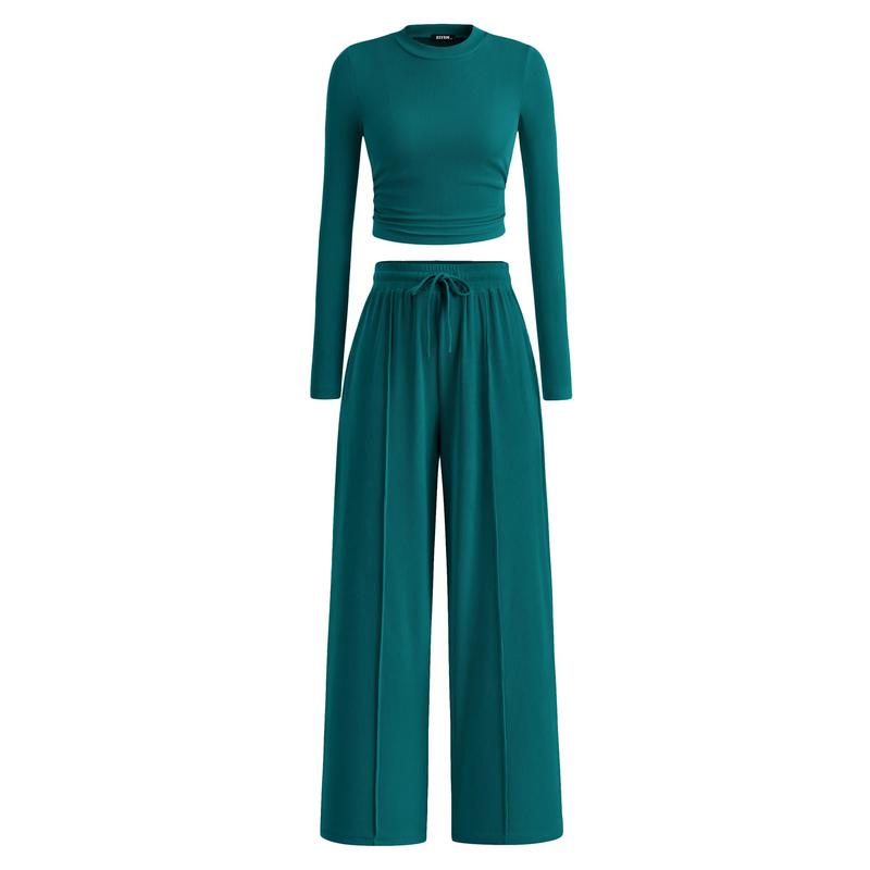 MIRELAT - Ribbed Knit Long Sleeve Cropped Top
