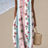Anna - Women's Casual Midi Dress with Sleeveless Print Design