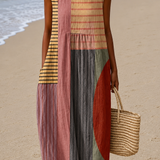 Jasmine - Women's Loose-Fit Sleeveless Printed Midi Beach Dress