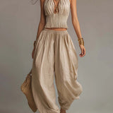Danna - Halter Neck Top and Harem Pants Ensemble