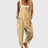 Cora – Beige Geometric Patterned Overall