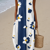 Nora - Women's Casual Midi Dress with Sleeveless Print Design