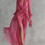 Estelle - Blush Chiffon V-Neck Dress