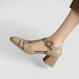 Elyxiana | T-Strap Block Heels for Orthopedic Support