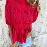 Eliza - Pleated Button-Down Blouse