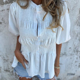 Eliza - Pleated Button-Down Blouse