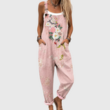 Evie – Soft Comfort Pink Floral Overalls