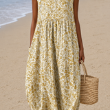 Lucy - Women's Loose-Fit Sleeveless Printed Midi Dress for the Beach